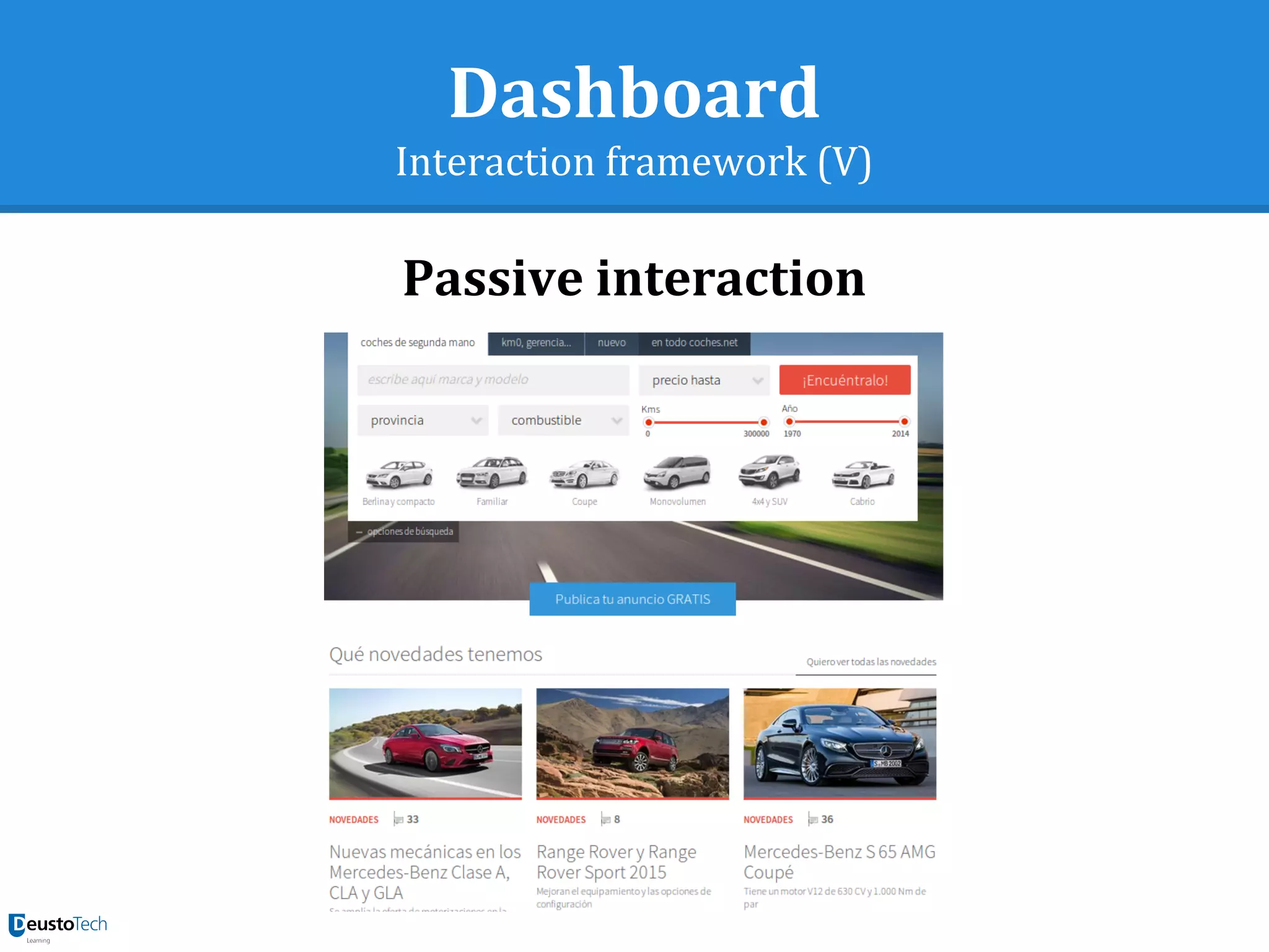 Dashboard
Interaction framework (V)
Passive interaction
 