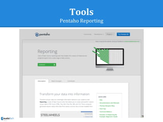 Tools
Pentaho Reporting
 
