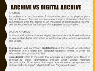 What Do you Mean by Archive? Genres of Usage for Digital Preservers