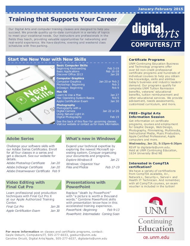 unmce digital arts and it january 2015 flyer