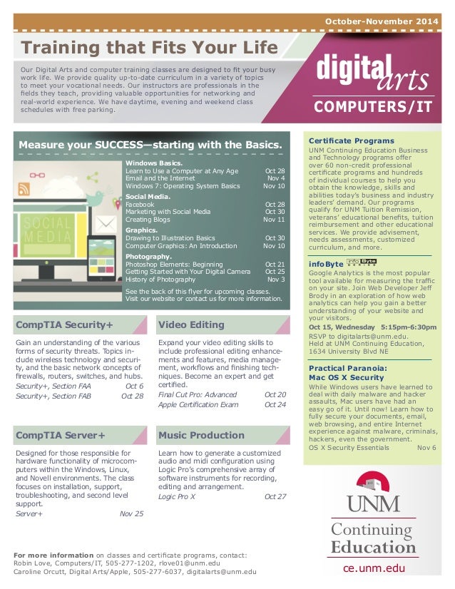 digital arts flyer for october november 2014