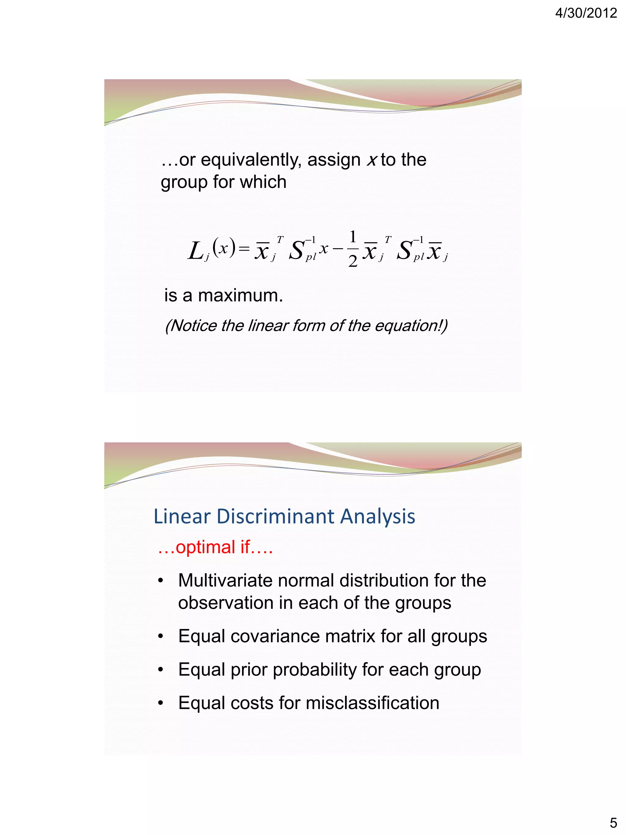 Discriminant Analysis-lecture 8 | PDF