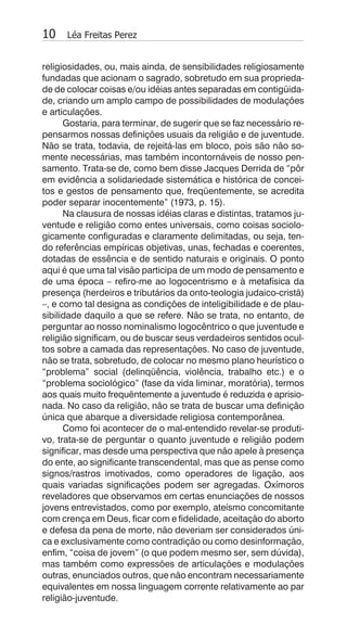 Da religião e de juventude