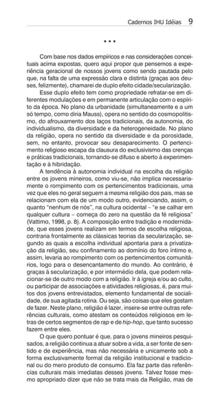 Da religião e de juventude