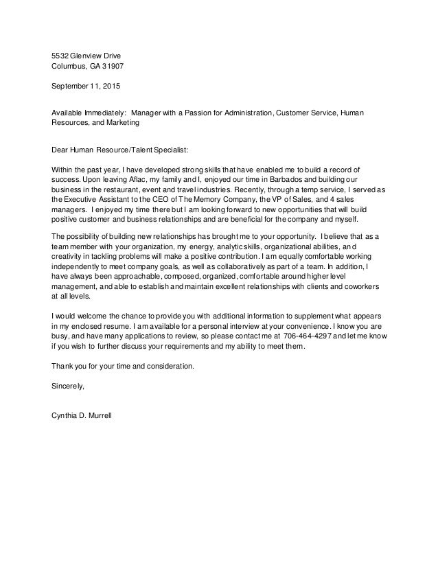 Cover letter 2015 Cover letter 2015