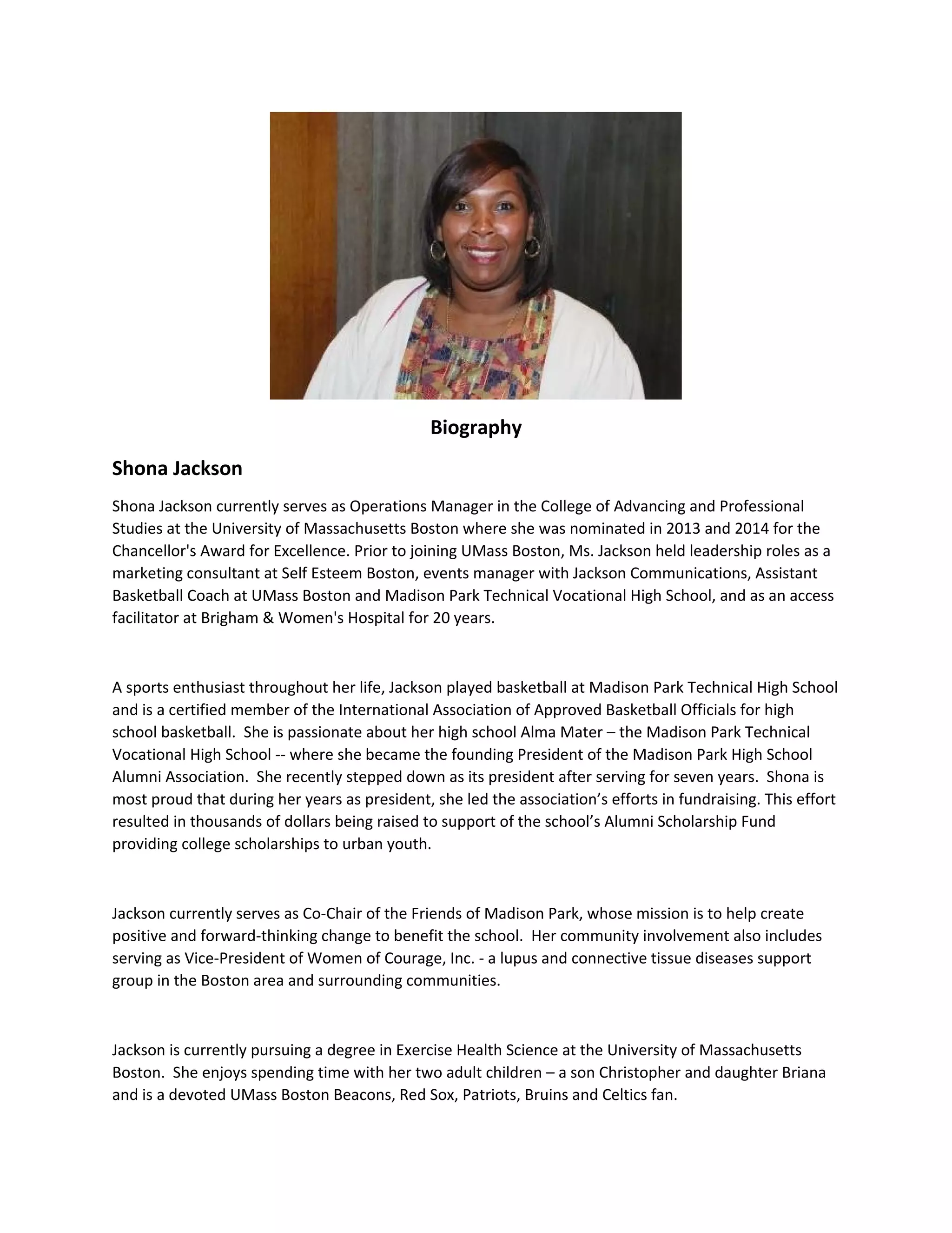 Shona's Biography | DOC