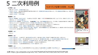5 二次利用例
出典 https://ja.wikipedia.org/wiki/%E7%8A%AC%E5%B1%B1%E5%9F%8E
ウィキペディア記事での利用：犬山城
 