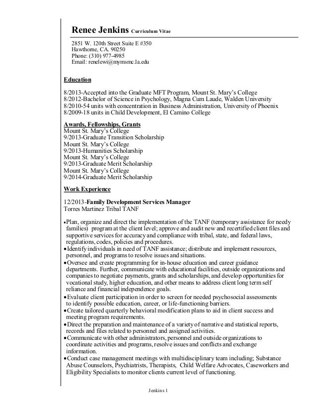 psychology cv