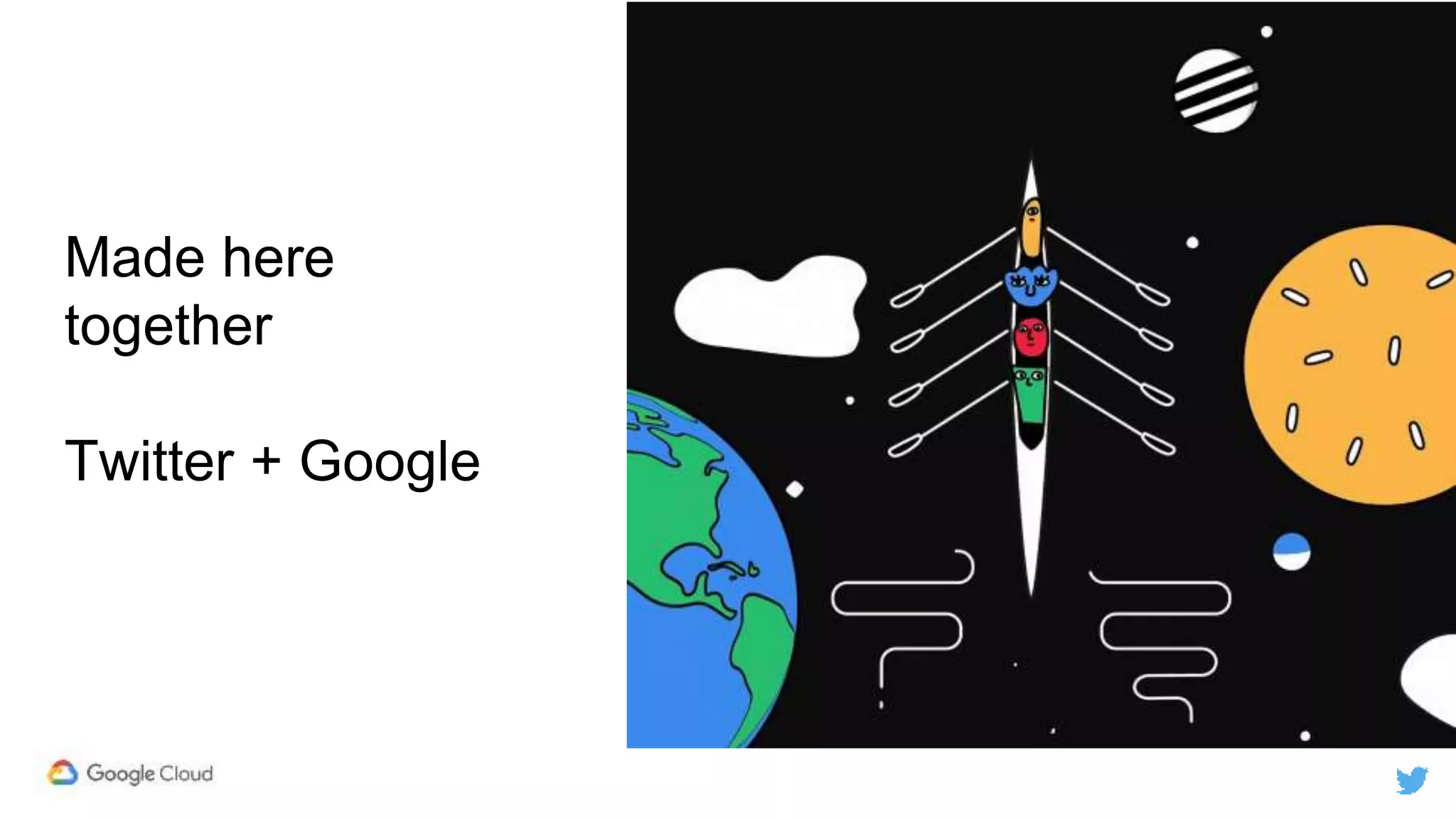 Made here
together
Twitter + Google
 