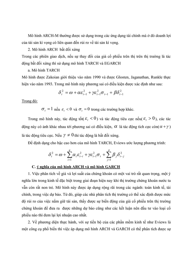 Sử dụng mô hình ARCH và GARCH để phân tích và dự báo giá cổ phiếu trên ...
