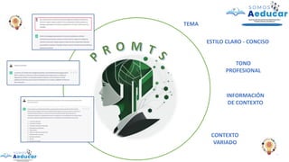 TEMA
INFORMACIÓN
DE CONTEXTO
ESTILO CLARO - CONCISO
TONO
PROFESIONAL
CONTEXTO
VARIADO
 