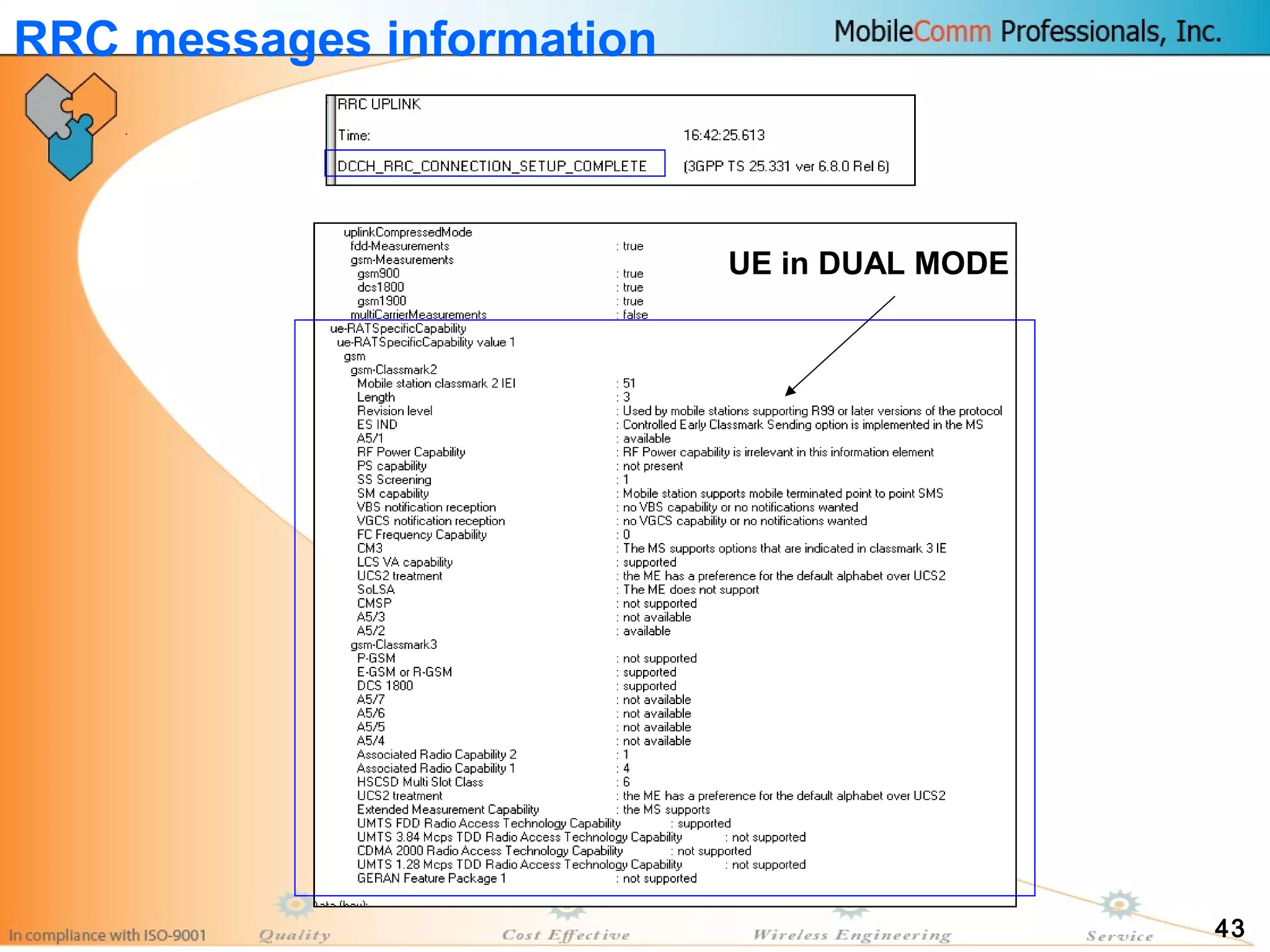 43
RRC messages information
UE in DUAL MODE
 