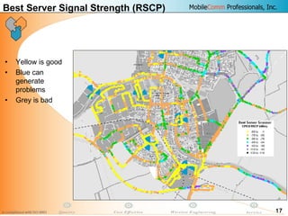 17
• Yellow is good
• Blue can
generate
problems
• Grey is bad
Best Server Signal Strength (RSCP)
 