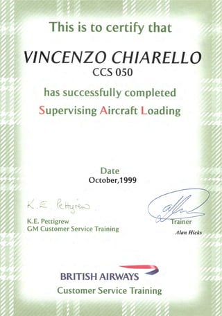 1999 Supervising Aircraft Loading BA