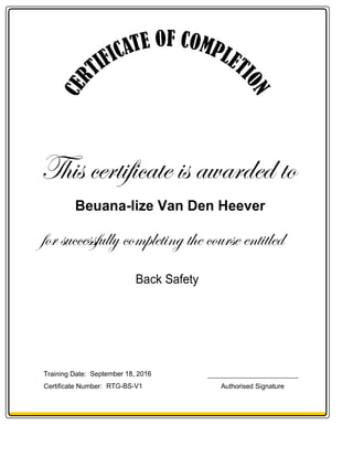 Back Safety certificate - Alison