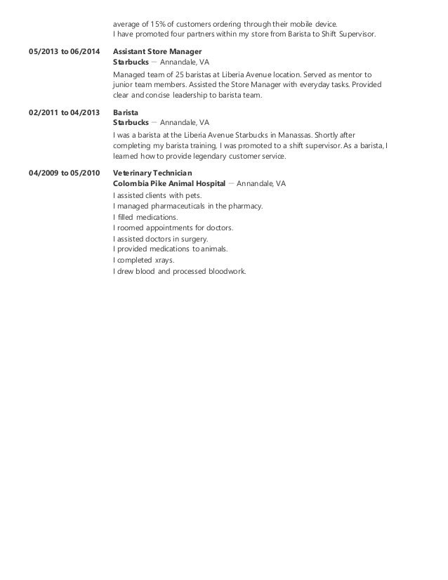 resume for starbucks