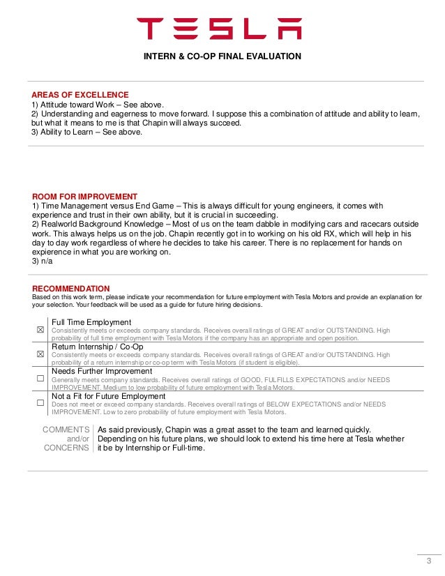tesla 14 jan 09 intern final evaluation chapin griffith co op letter of recommendation