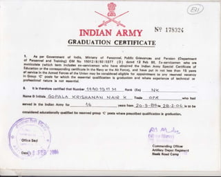 ARMY Graduation Certificate