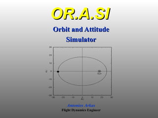 OR.A.SIOR.A.SI
Orbit and AttitudeOrbit and Attitude
SimulatorSimulator
Antonios Arkas
Flight Dynamics Engineer
 