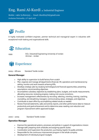 Eng Rami Eng. Rami Al-Kurdi CV | PDF