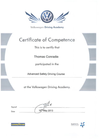 Advance Driving Certificate