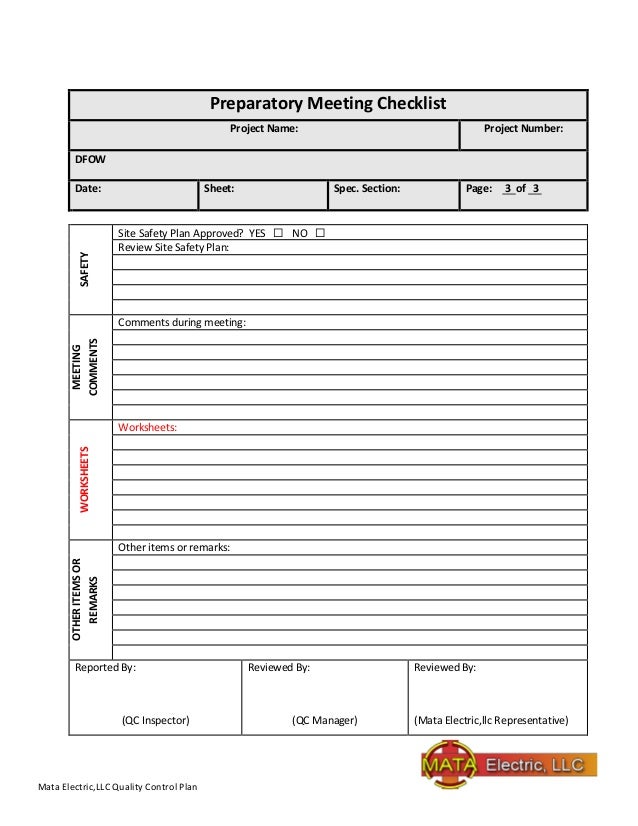 Mata Electric QC PLAN