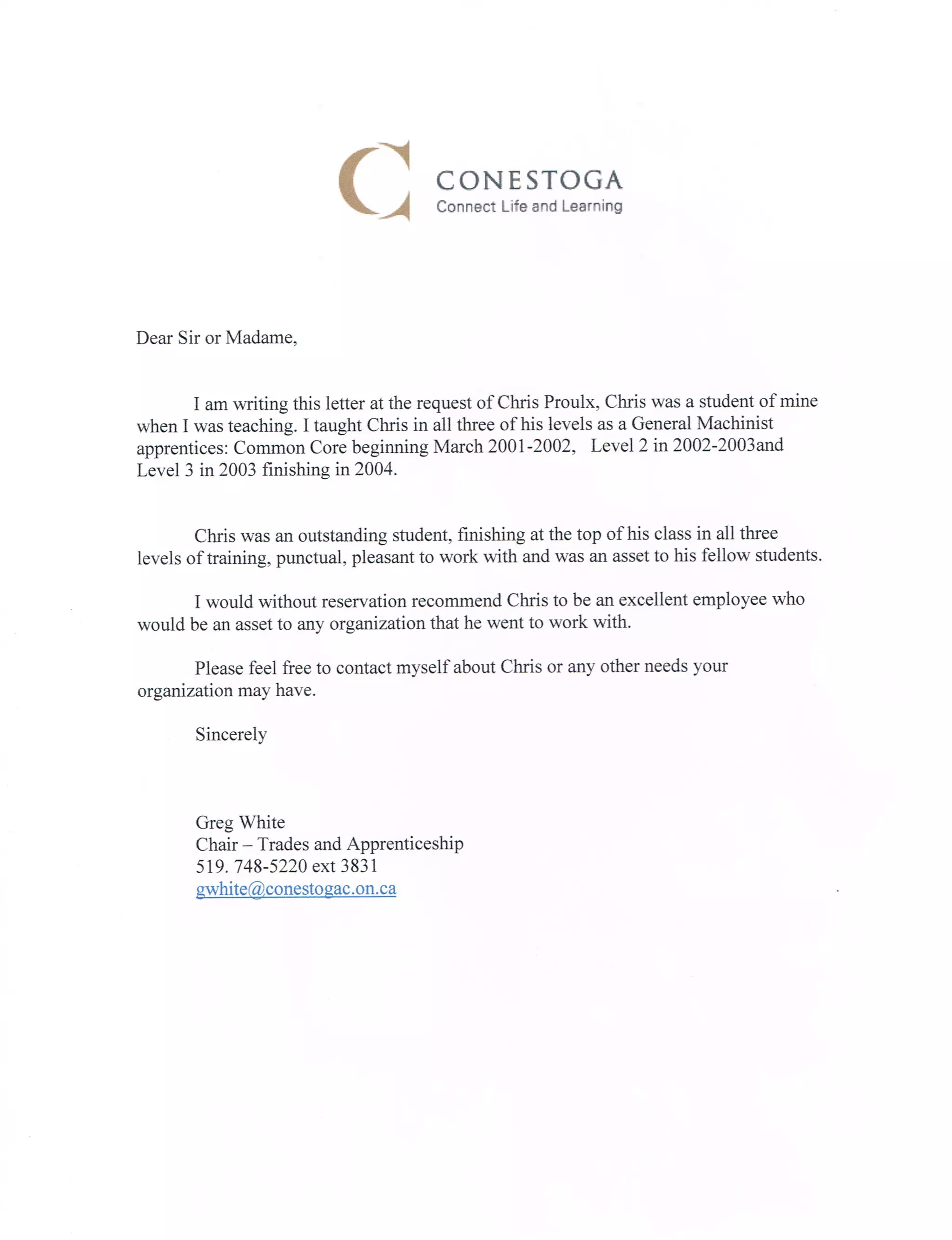 Program Chair Reference Letter | PDF