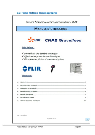 Rapport Stage EDF par Cyril VAAST Page 87
9.3 Fiche Reflexe Thermographie
 