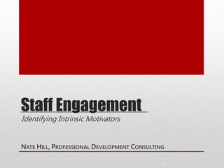 Staff Engagement
NATE HILL, PROFESSIONAL DEVELOPMENT CONSULTING
Identifying Intrinsic Motivators
 