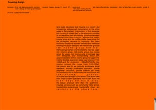 site: bashundhara,dhaka, bangladeshduration: 8 weeks (january ‘07- march ‘07) supervisors:
- rafiq azam (visiting faculty)
-abu md. rahat niaz (lecturer)
semester: 4th yr level ii(group project-4 members
task-in charge of drawings and design)
housing design
large-scale developer-built housing is a recent , but
increasingly widespread phenomenon in the urban
areas of Bangladesh. the problem of the developer
built housing is closely tied to the economic condition
of the users and their affordability. private initiatives of
housings have been trying to address the middle-
income group and the middle-middle class group. but
the strategies remains in exploring the users
economic conditions and their demand and needs.the
housing was to be designed for mid-income group to
l o w - i n c o m e g r o u p f a m i l i e s .
the housing area has been divided into 3 zones- upper
mid- income group, mid-income group, low-income
group. for upper mid- income only 4 highrises have
been designed, and incorporating about 20%
accommodations for low-income group. for upper mid-
income families, apartment sizes vary between 1130-
1500sft,and for mi-income , 830sft-970sft.for low-
income groups the range from 520-535sft.
the concept was to set culturally acceptable social
standards, socially sustainable approach, provide
peripheral circulation, provide liveable yet cheap
accomodation and to incorporate the mid-income and
l o w - i n c o m e g r o u p s .
of the total land area 60% land area=7.596 acres have
been kept for open space and 40%=5.064 acres has
b e e n k e p t f o r b u i l t a r e a .
the design proposal other than the apartment ,
includes services such as -community halls, school,
hospital/clinic,supershops, handicrafts shop, and
v e n d o r s o n t h e p l a z a l e v e l .
client: anadadhara housing society grade: A-
site area: 12.66 acres=547200sft
page07
 