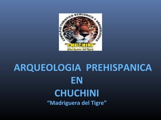ARQUEOLOGIA PREHISPANICA
EN
CHUCHINI
“Madriguera del Tigre”
 