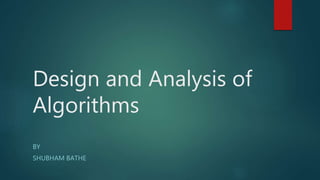Introduction to Design and Analysis of Algorithm