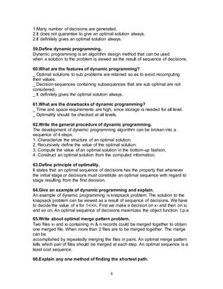 ALGORITHMS - SHORT NOTES | DOC | Programming Languages | Computing