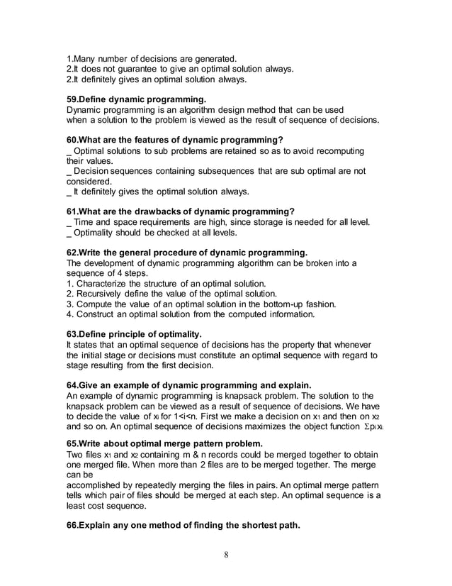 ALGORITHMS - SHORT NOTES | DOC | Programming Languages | Computing