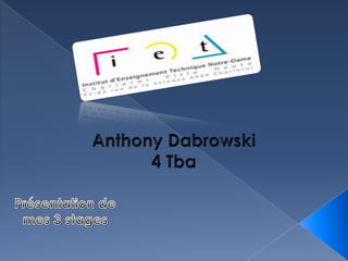 Anthony Dabrowski 4 Tba Présentation de mes 3 stages 