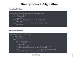 Binary Search Algorithm
02/11/26 1
6
 