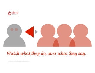 Watch what they do, over what they say. 
Oxford Tech + UX: DAA Symposium, November 13, 2014 | 
 