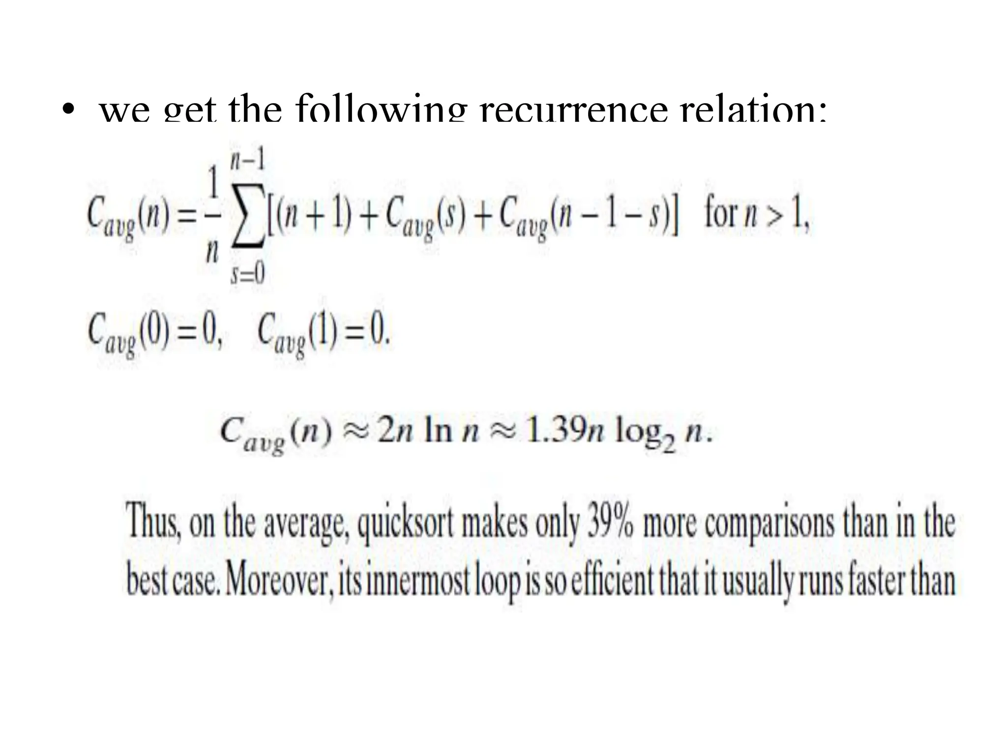 • we get the following recurrence relation:
m
 