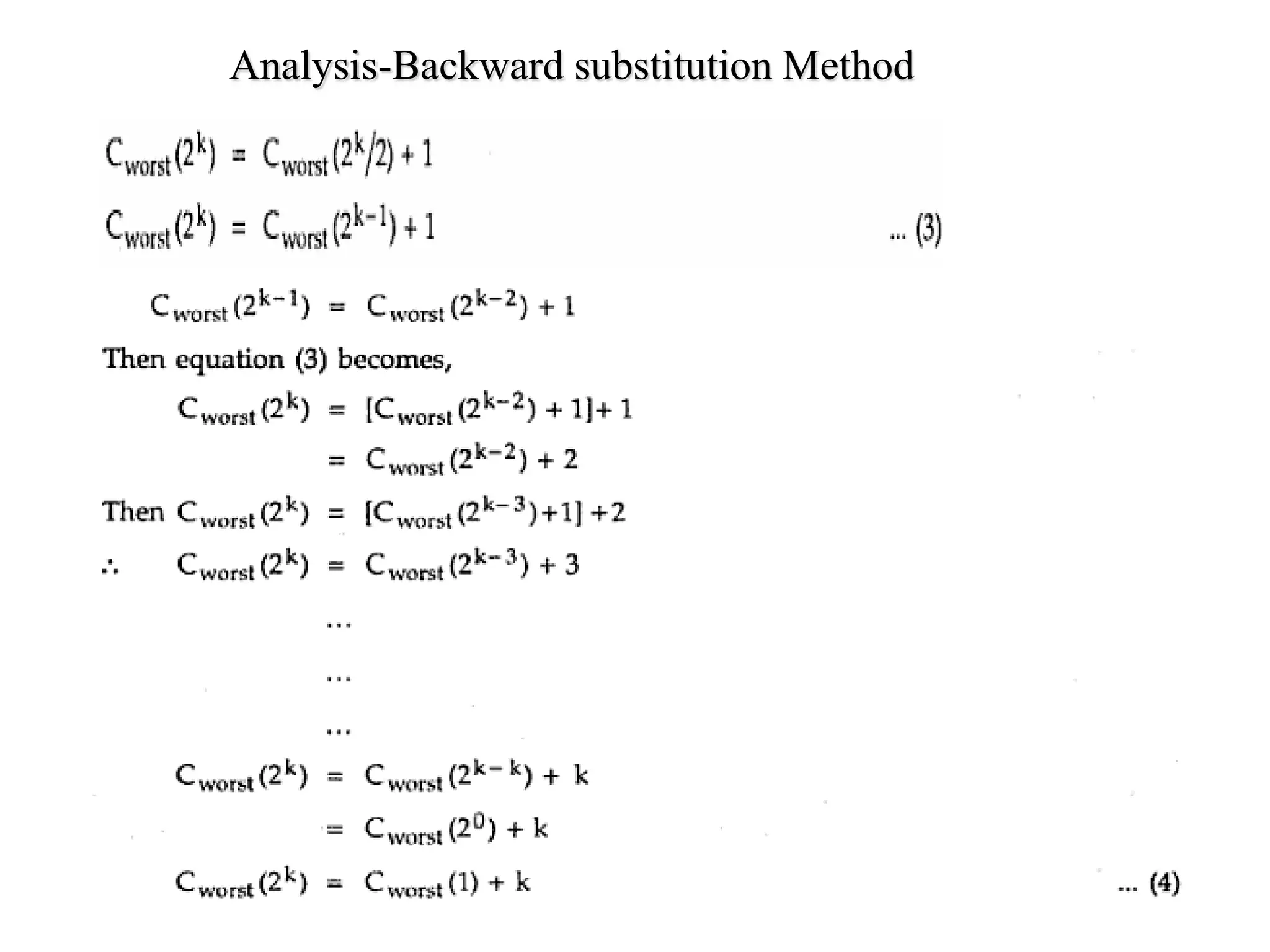 Analysis-Backward substitution Method
 