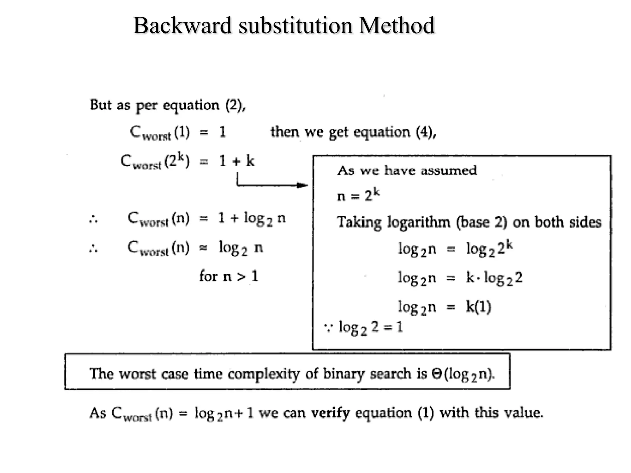 Backward substitution Method
 