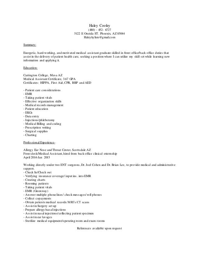 Medical Assistant Resume