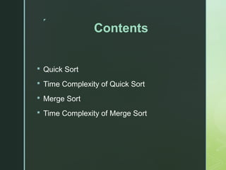 Merge sort and Quick sort | PPT