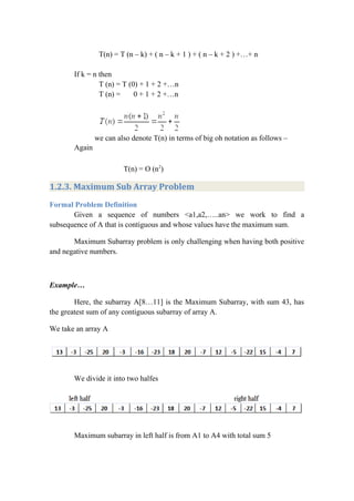 Subarray And Subsequence Daa chapter 2 | PDF