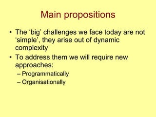 Adversity as opportunity: Complexity and diversity as new frontiers in development research, October 2008