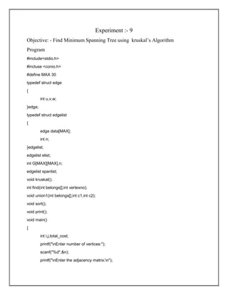 design and analysis of algorithm Lab files | PDF