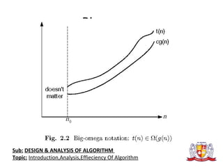 Big-omega
Sub: DESIGN & ANALYSIS OF ALGORITHM
Topic: Introduction,Analysis,Effieciency Of Algorithm
 