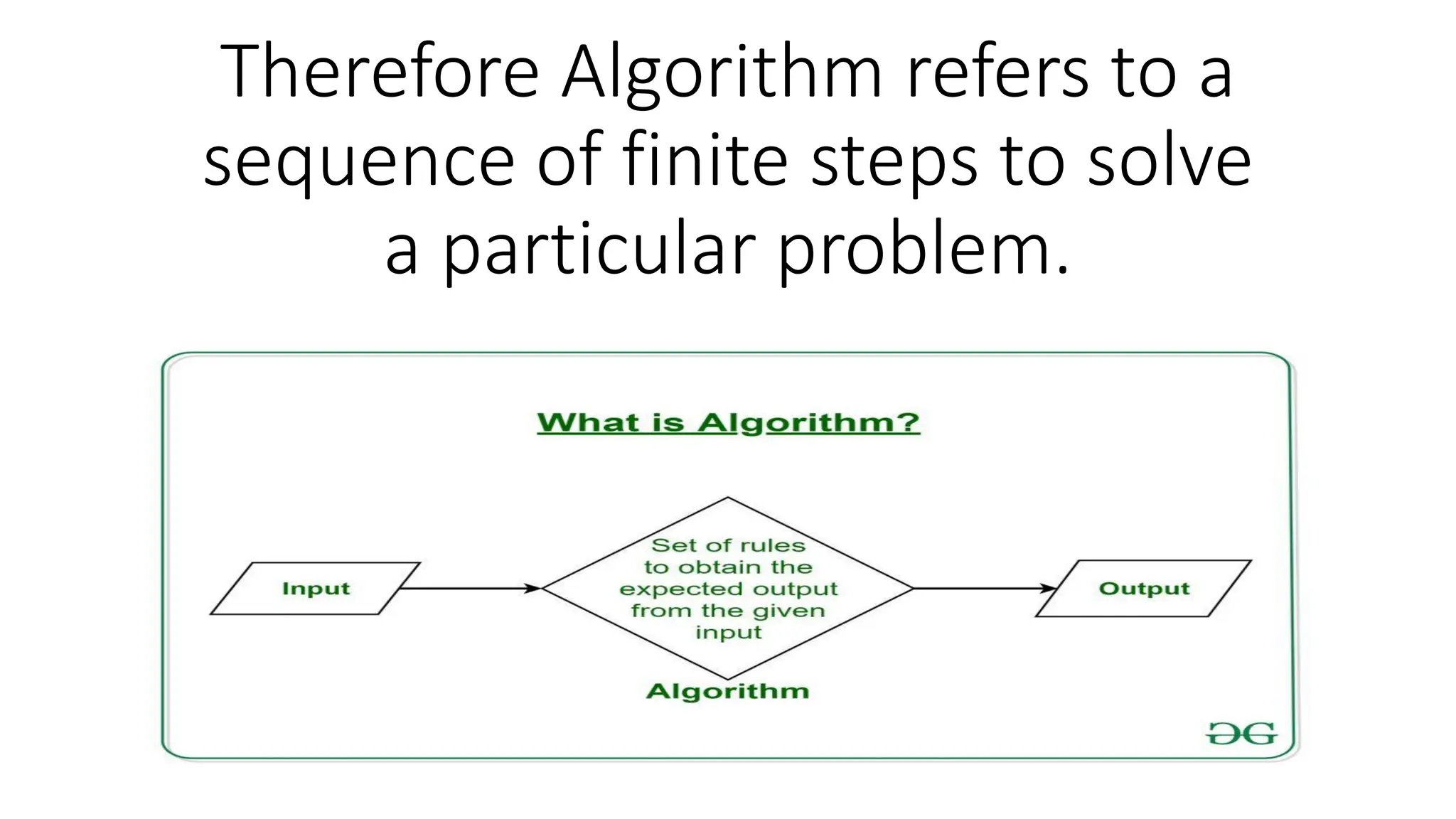 Therefore Algorithm refers to a
sequence of finite steps to solve
a particular problem.
 