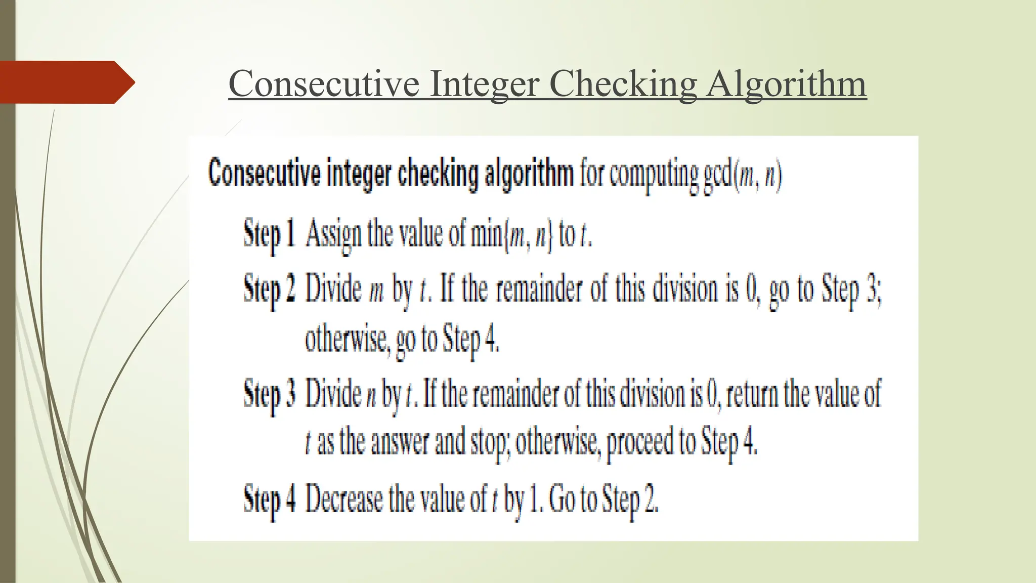 Consecutive Integer Checking Algorithm
 