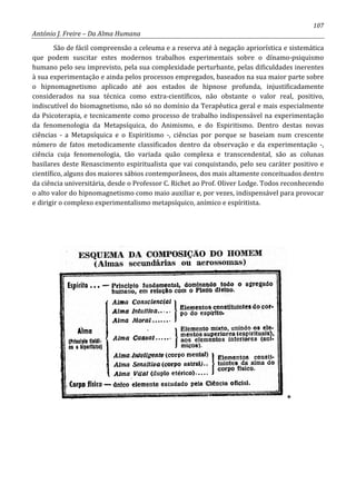 107
António J. Freire – Da Alma Humana
São de fácil compreensão a celeuma e a reserva até à negação apriorística e sistemática
que podem suscitar estes modernos trabalhos experimentais sobre o dínamo-psiquismo
humano pelo seu imprevisto, pela sua complexidade perturbante, pelas dificuldades inerentes
à sua experimentação e ainda pelos processos empregados, baseados na sua maior parte sobre
o hipnomagnetismo aplicado até aos estados de hipnose profunda, injustificadamente
considerados na sua técnica como extra-científicos, não obstante o valor real, positivo,
indiscutível do biomagnetismo, não só no domínio da Terapêutica geral e mais especialmente
da Psicoterapia, e tecnicamente como processo de trabalho indispensável na experimentação
da fenomenologia da Metapsíquica, do Animismo, e do Espiritismo. Dentro destas novas
ciências - a Metapsíquica e o Espiritismo -, ciências por porque se baseiam num crescente
número de fatos metodicamente classificados dentro da observação e da experimentação -,
ciência cuja fenomenologia, tão variada quão complexa e transcendental, são as colunas
basilares deste Renascimento espiritualista que vai conquistando, pelo seu caráter positivo e
científico, alguns dos maiores sábios contemporâneos, dos mais altamente conceituados dentro
da ciência universitária, desde o Professor C. Richet ao Prof. Oliver Lodge. Todos reconhecendo
o alto valor do hipnomagnetismo como maio auxiliar e, por vezes, indispensável para provocar
e dirigir o complexo experimentalismo metapsíquico, anímico e espíritista.
*
 