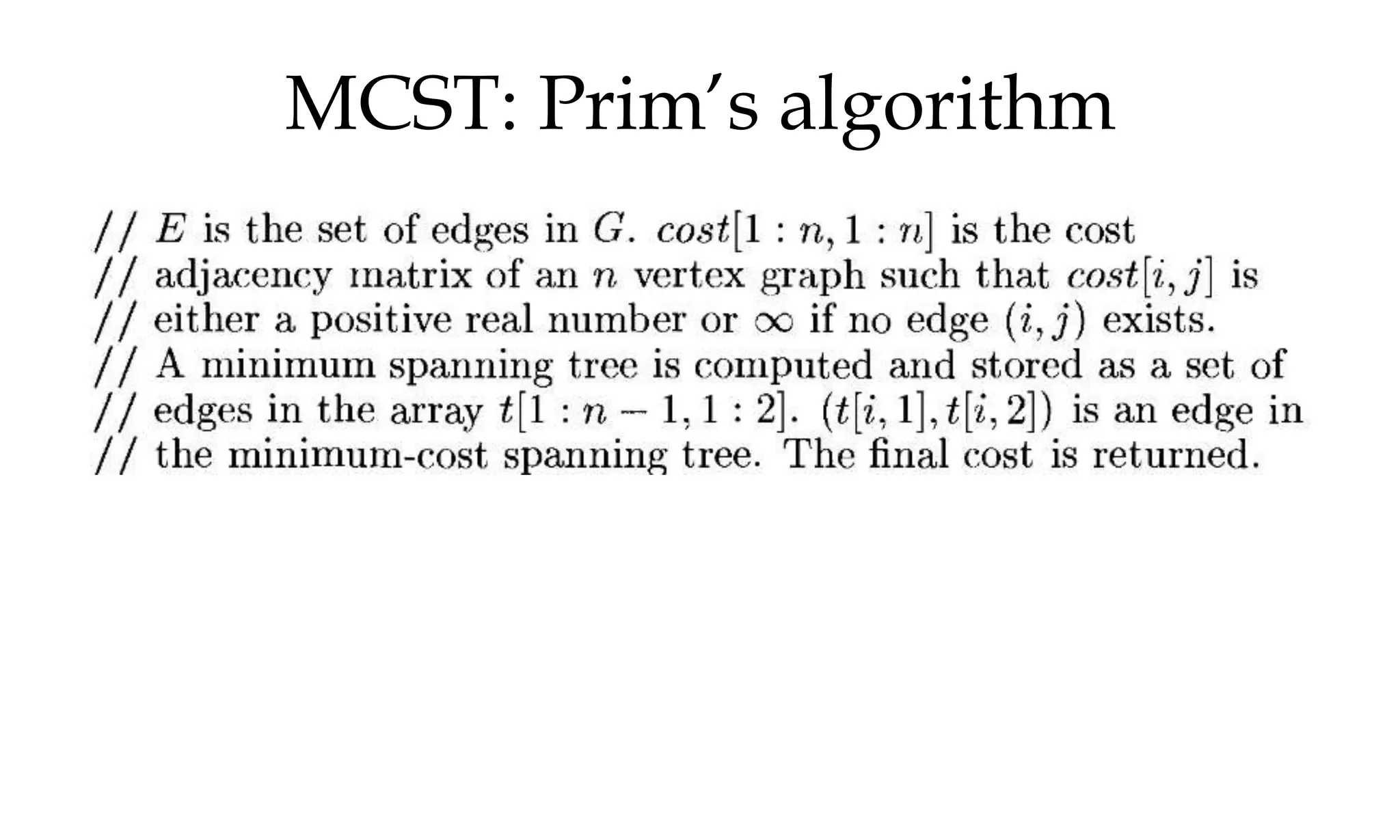 MCST: Prim’s algorithm 